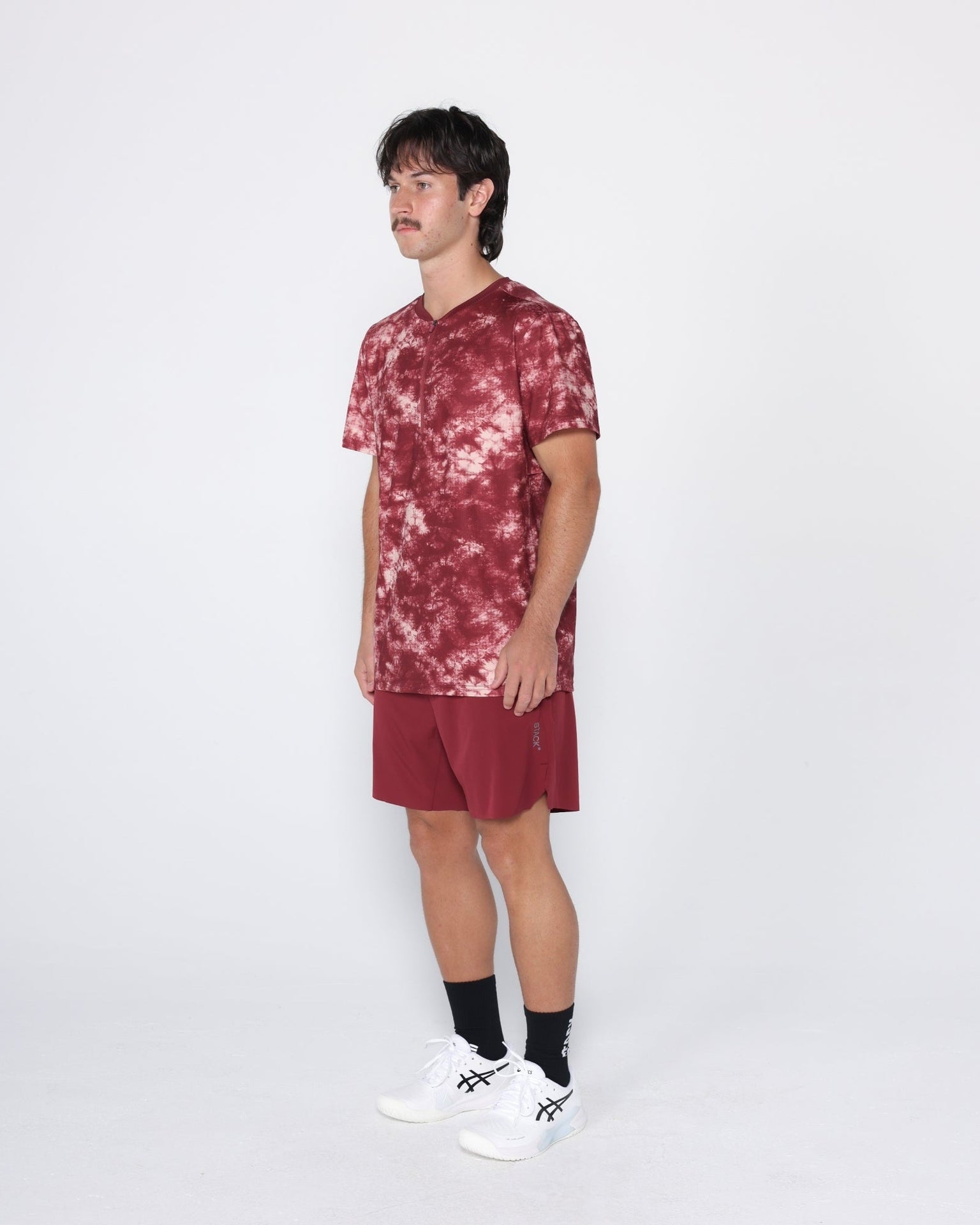 Flowstate* Zip Tee-Oxford Red Acid-Dye-S-Stack Athletics