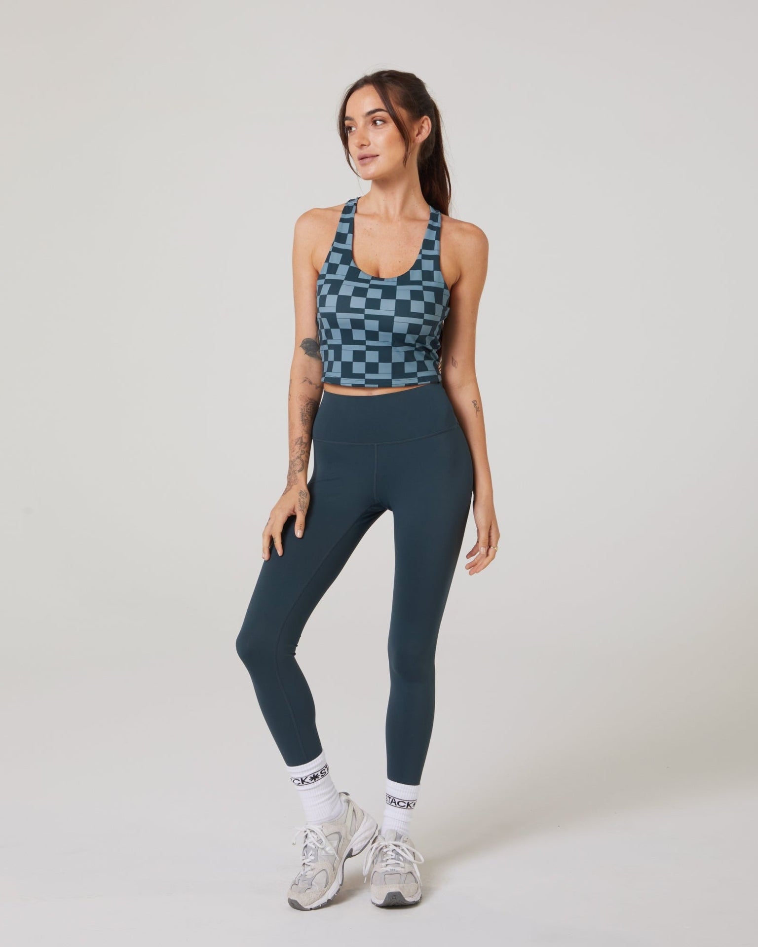 Rally Comp Tank-Dark Sea Mini Court-Check-XS-Stack Athletics