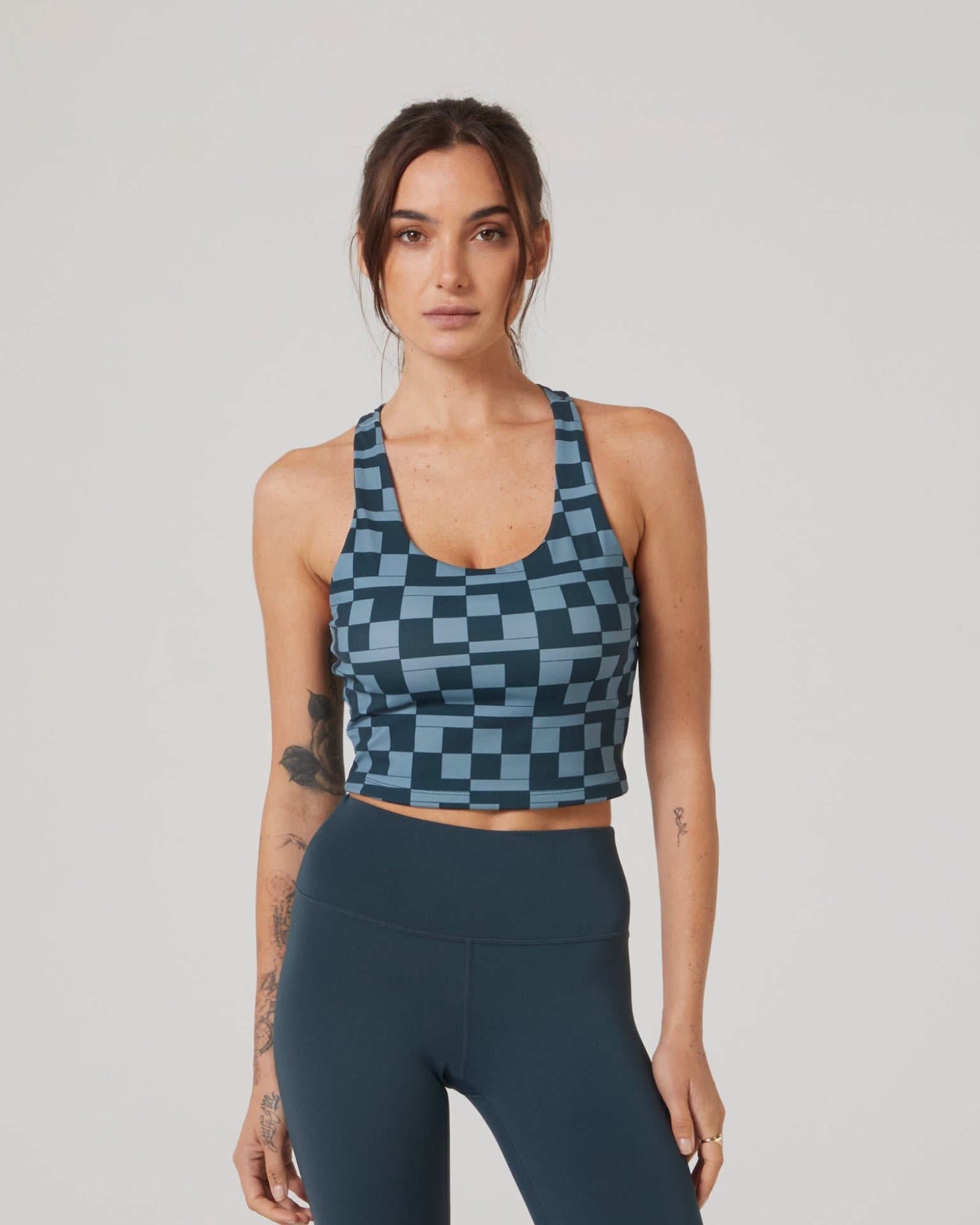 Rally Comp Tank-Dark Sea Mini Court-Check-XS-Stack Athletics