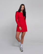 RibTech* Courtside Long Sleeve Dress-Cherry-XXS-Stack Athletics