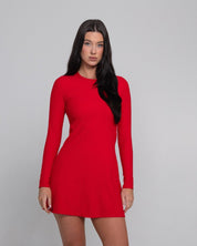 RibTech* Courtside Long Sleeve Dress-Cherry-XXS-Stack Athletics