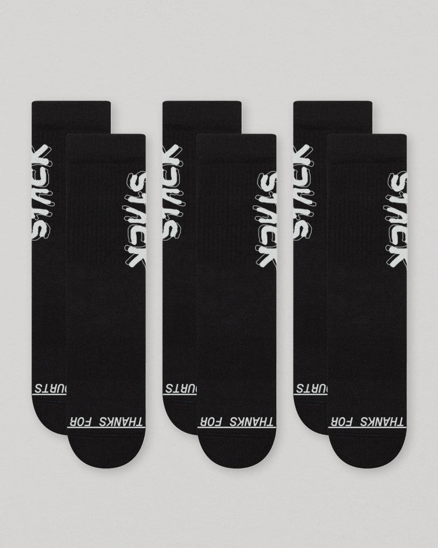 Tagged Crew Sock-Black-Small-Stack Athletics