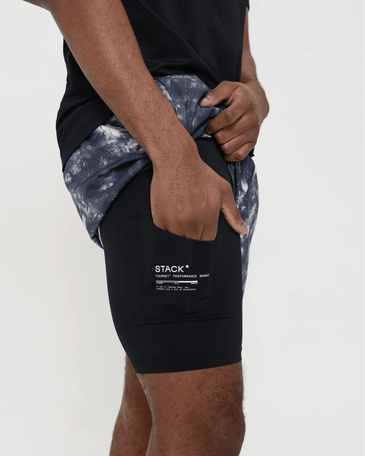 Tourney Short 6" Lined-Black Acid-Dye-S-Stack Athletics